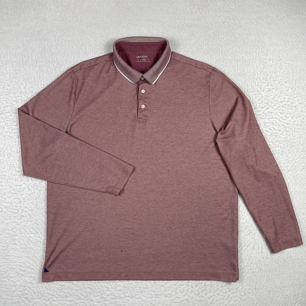 Untuckit Polo Shirt Mens XXL Maroon Beaux Contrast Preppy Casual Workwear